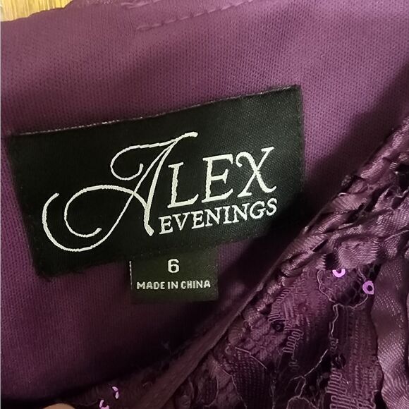 Alex Evenings Petite Long Rosette A-Line Gown with Sequin Detail - Picture 5 of 8